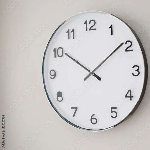 White Clock Shows Ten Past Twelve

