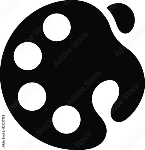 Paint palette – black silhouette on white background