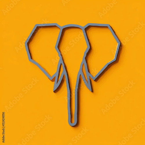 Geometric Elephant Hangs Stoically on Orange Wall

