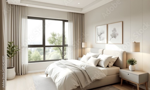Modern Minimalist Bedroom with Natural Light and Cozy Decor