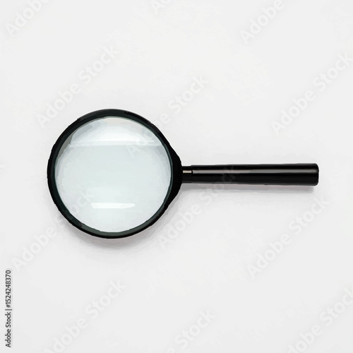 Magnifying Glass Sits Centered on a White Background

