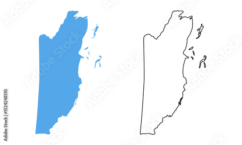 Belize country map. Map in various outline and blue silhouette styles	
