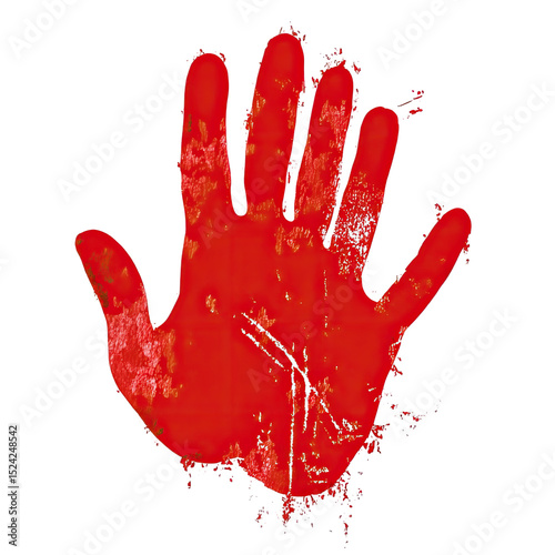 Red handprint with textured outline