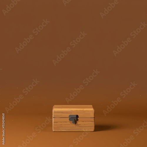 Small Wooden Box Sits Closed on Brown Backdrop

