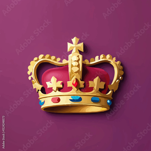 Golden Crown Symbolizes Royal Power on Purple Backdrop

