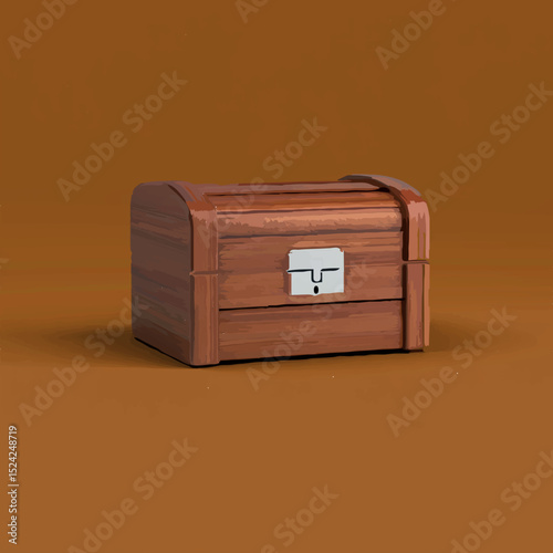 Small Wooden Box Sits Closed on Brown Backdrop

