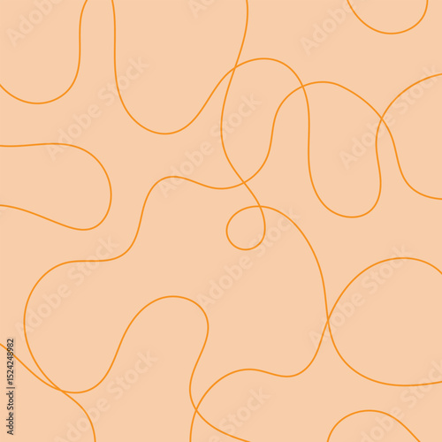 Thread line seamless pattern. Curvy intersections of ropes in organic smooth print. Abstract squiggly modern background with continuous lines.