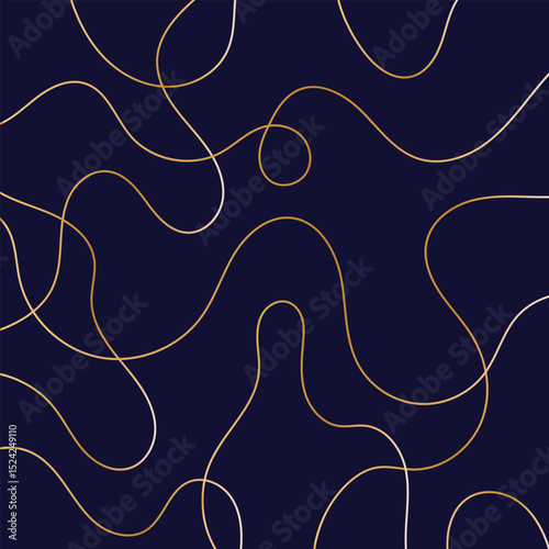Thread line seamless pattern. Curvy intersections of ropes in organic smooth print. Abstract squiggly modern background with continuous lines.