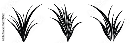 Grass vector illustration set black and white design for nature landscape garden plant icon graphic
