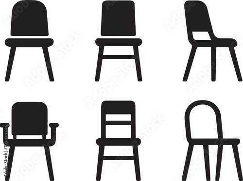 Set of chairs isolated on white