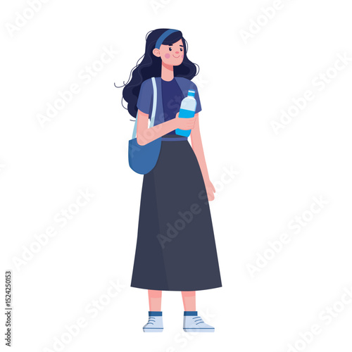 Urban wellness young woman with water bottle embracing lifestyle