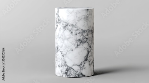White marble cylindrical pedestal isolated on white background