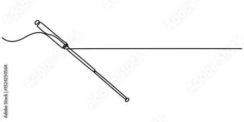 self defence stick vector outline continuous one line drawing