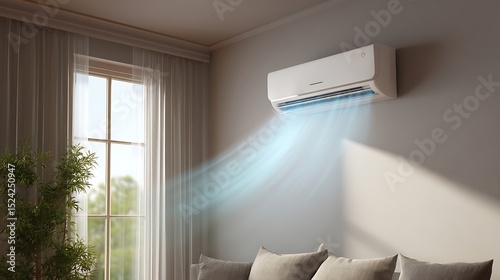 Modern Wall-Mounted Air Conditioner Providing Cooling Comfort photo