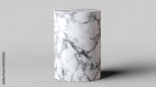 White marble cylindrical pedestal isolated on white background