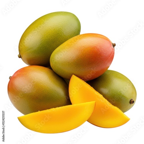 Delicious ripe mangoes fruit fresh tropical food healthy diet eating