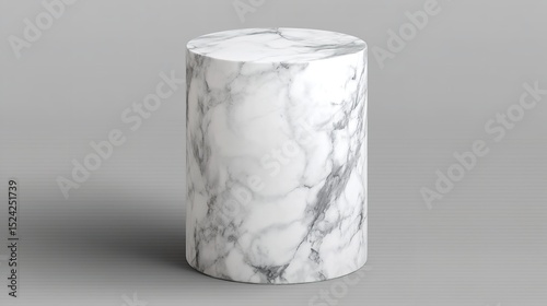 White marble cylindrical pedestal isolated on white background