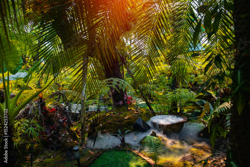 Fototapeta Naklejka Na Ścianę i Meble -  Serene tropical oasis freshness and coolness of the jungle