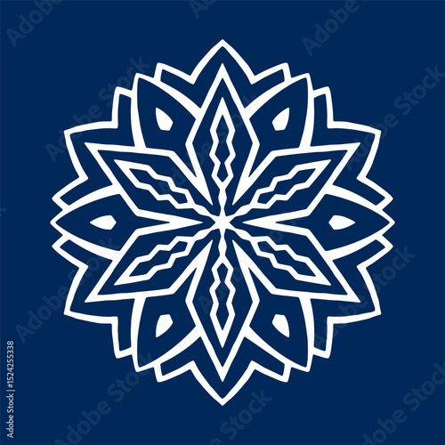 Snowflake on blue background 1. Decoration for New Year Christmas and winter holidays. Vector illustration