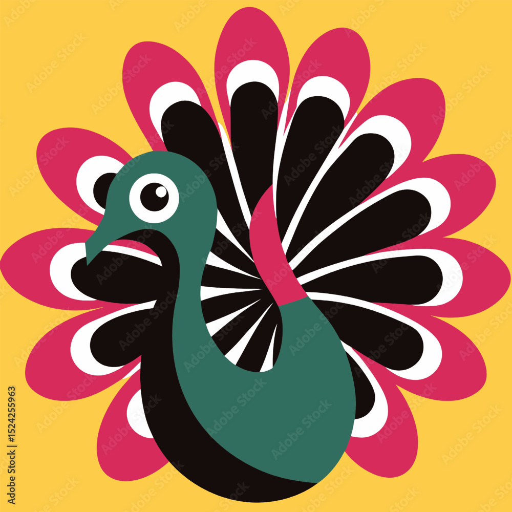 Obraz premium Colorful peacock silhouette 