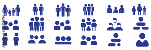 People, human, person thin line icon set. Containing participants, group, team, organization, community, population, audience, member. Vector illustration