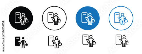 Set of 5 pixel perfect colored Exit interview icon with 1 unexpanded, 1 silhouette, Document with speech bubble icon representing an exit interview process.