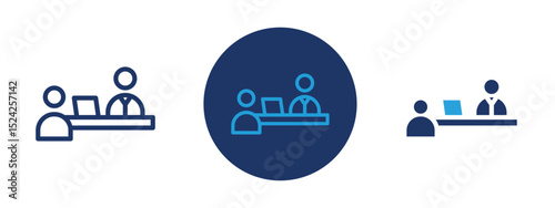 Set of 5 pixel perfect colored Job interview icon with 1 unexpanded, 1 silhouette, Briefcase and person icon depicting a professional job interview.