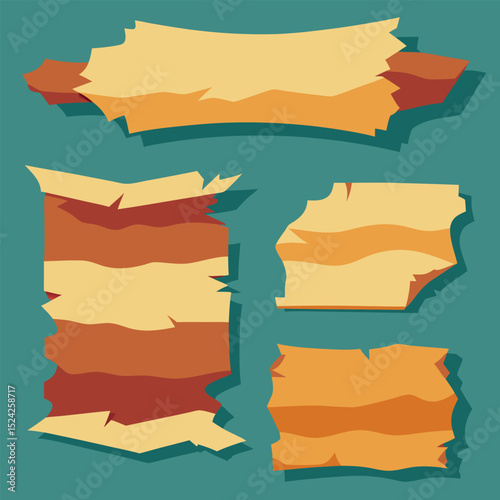 Set of old paper banners for pirate treasure map background