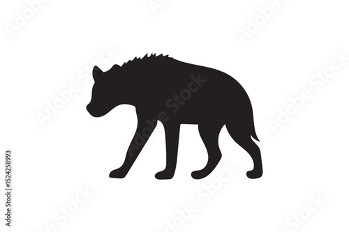Hyena silhouette on white background.01