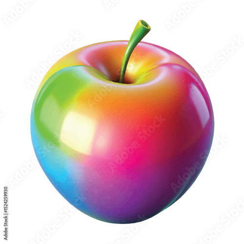 Colorful 3D apple with smooth glossy surface ideal for food, fruit, or lifestyle visuals.
