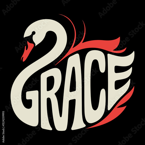 Grace Swan Logo in Retro Cartoon Style