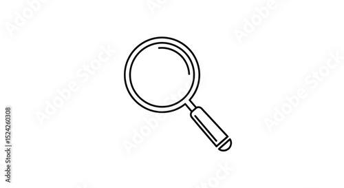 Simple Black Line Art Magnifying Glass Icon