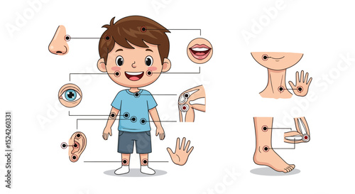 Child's Body Parts Diagram with Key Points Illustrated