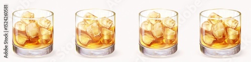 Four whiskey glasses with ice (5)
