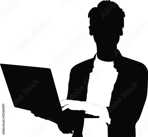 silhouette of a businessman with laptop