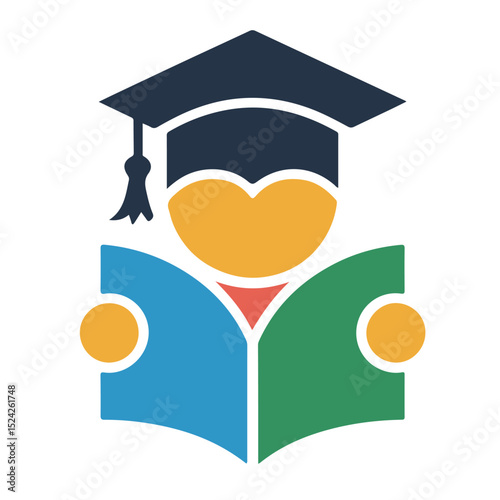 Graduation cap, diploma, and academic books symbolize student success and educational achievement