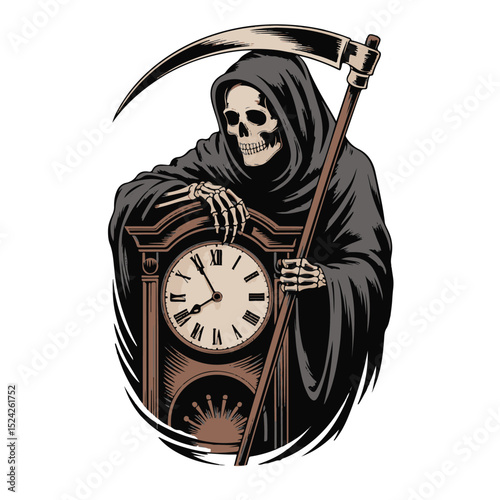 vector illustration silhouette with a clock, music, and art design
