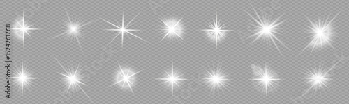set of luminous light flashes with sparkles, lens flares, explosions and glitter effects. Includes sun glare, sparkle lines and shining stars, perfect for creating abstract lighting effects and banner