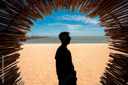 Fototapeta Naklejka Na Ścianę i Meble -  silhouette of a man on the beach