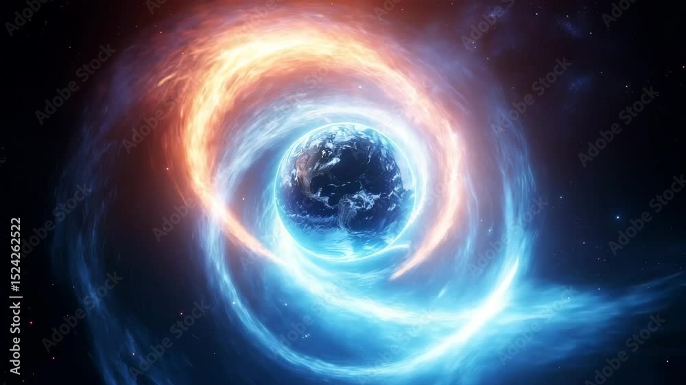 4K Cosmic Energy Loop – Earth Between Fire and Ice in a Sci-Fi Clash | Futuristic Series