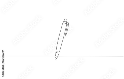 Continuous one line drawing of  Continuous one line drawing writing pen isolated minimalist linear  pen. Vintage pen Isolated background. Vector illustration.