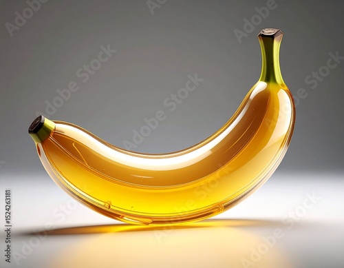Glassy banana featuring radiant yellow skin and gently curved, translucent inner layers