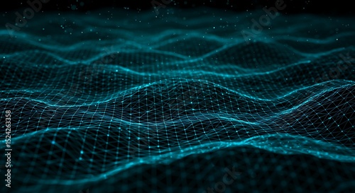 Abstract Teal Digital Wave Background Futuristic Technology Texture