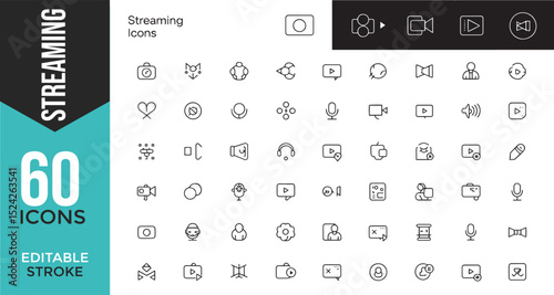 "Live Streaming and Online Broadcast Vector Icons – Editable Stroke"


