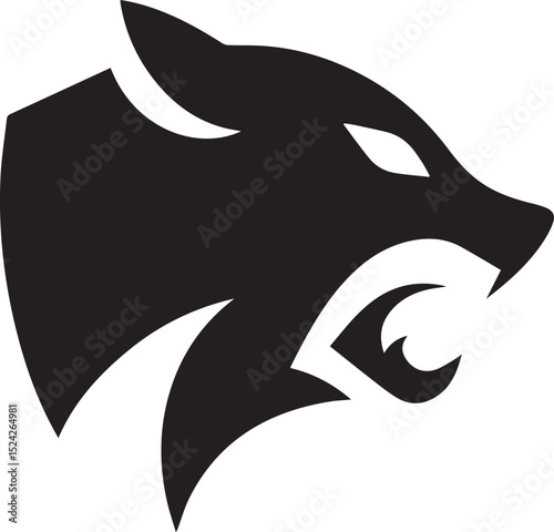 Powerful Black Silhouette of a Predatory Animal Head