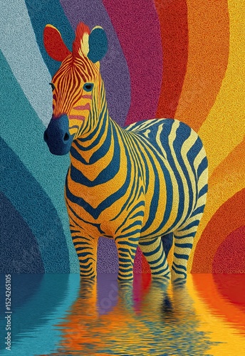 Colorful zebra on a colored background.
