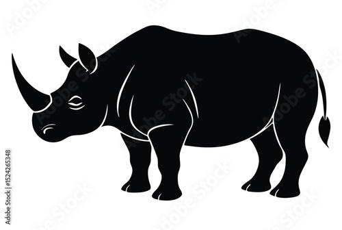 Rhino Silhouette Vector Illustration of Wild Animal for Graphic Design and Print Use