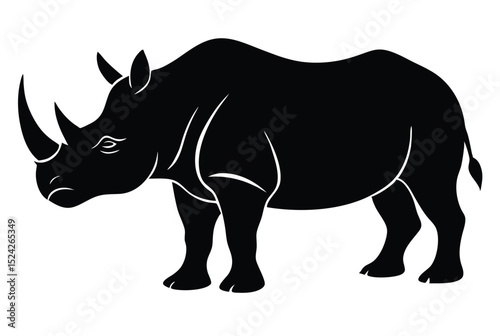 Rhino Silhouette Vector Illustration of Wild Animal for Graphic Design and Print Use
