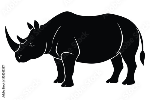 Rhino Silhouette Vector Illustration of Wild Animal for Graphic Design and Print Use