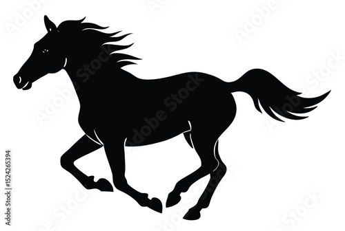 Running Horse Silhouette Vector Illustration for T Shirt Design and Craft Projects